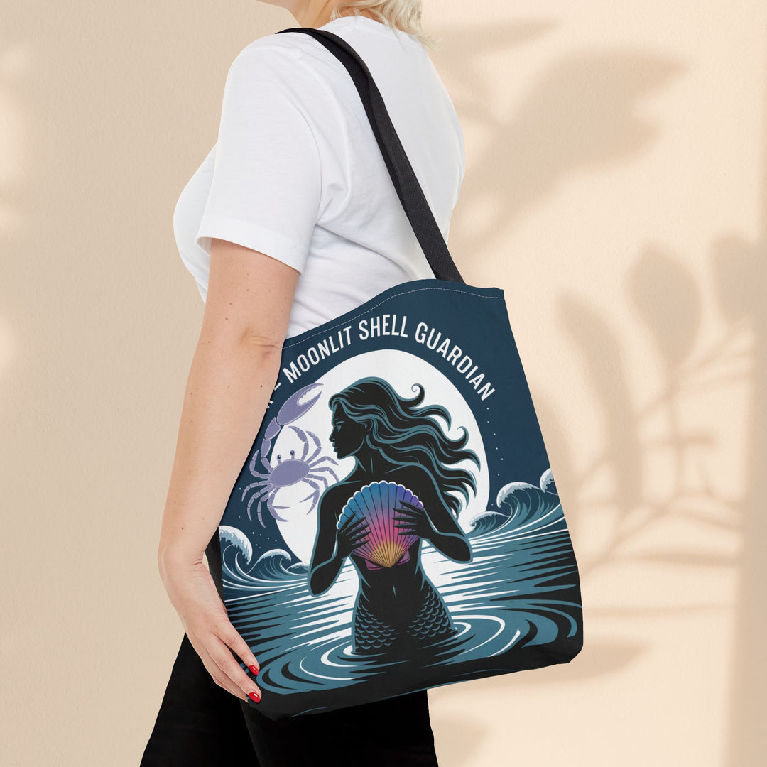 Zodiac Cancer Tote, Astrology-Inspired Tote Bag, Zodiac Gift, Cancer Moonlit Shell Guardian, Eco-Friendly Bag, Gift for Her