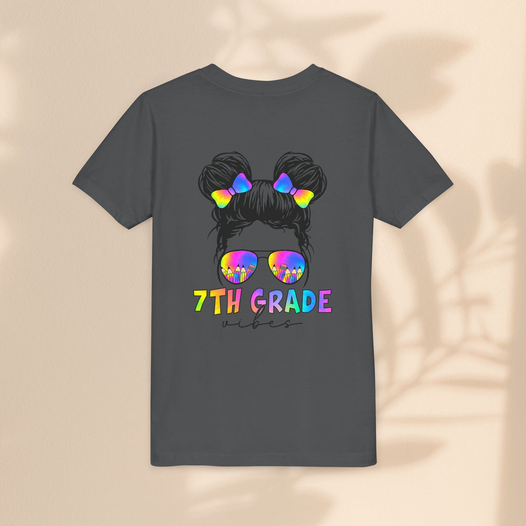 Rainbow 7th Grade Vibes Tee, Fun Youth T-Shirt, Back to School Fashion, Kids Graphic Tee, Teen Birthday Gift, Colorful Kids Wear