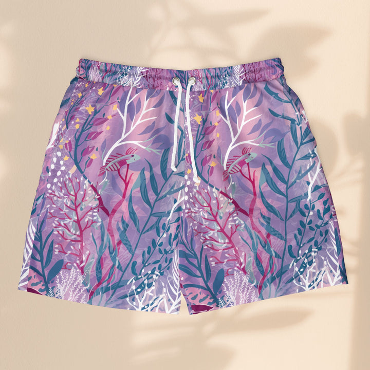 Unisex Swim Shorts - Perfect for Beach Days & Summer Vacations - Purple Seaweed