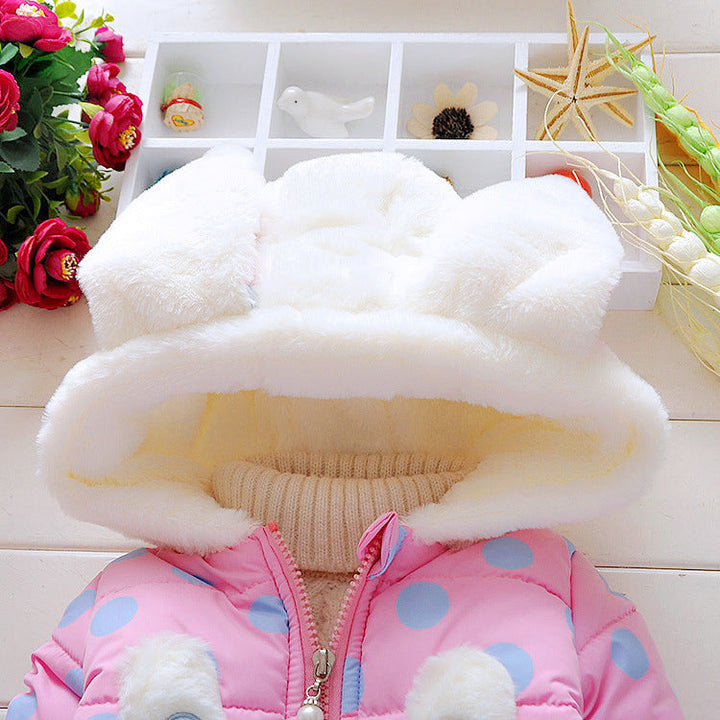 Girls’ Bunny Polka-Dot Padded Winter Coat