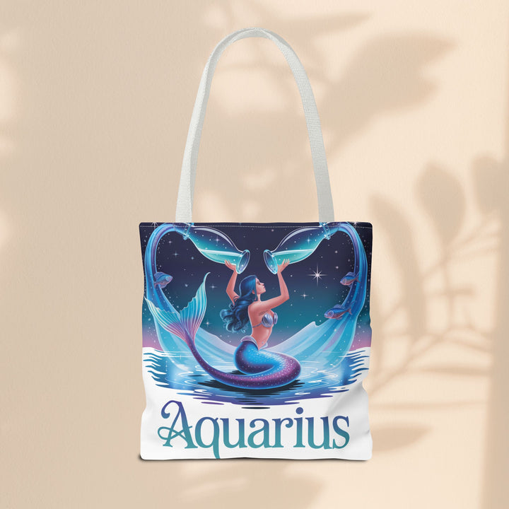 Aquarius Mermaid Tote Bag, Zodiac Gift, Astrology Tote, Women’s Bag, Beach Accessory, Stylish Carryall