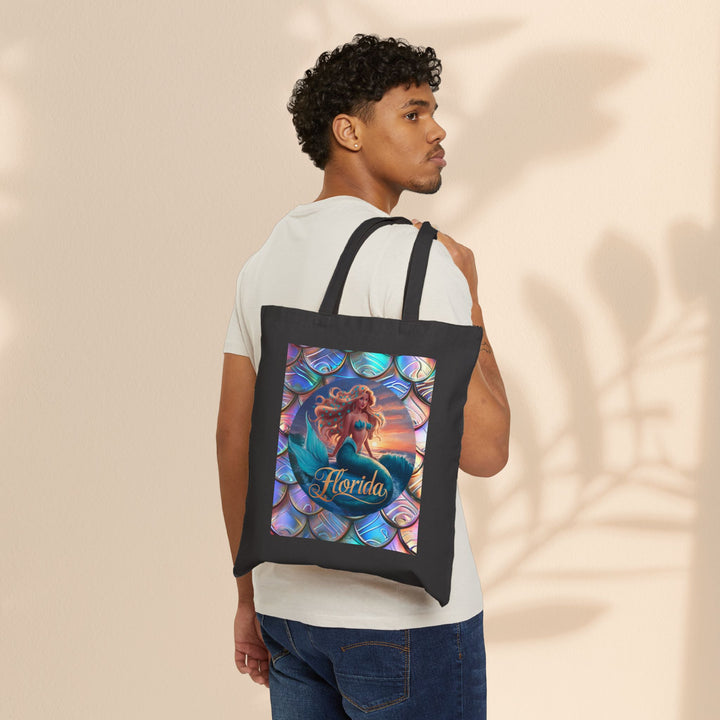 Cotton Canvas Tote Bag - Florida Mermaid