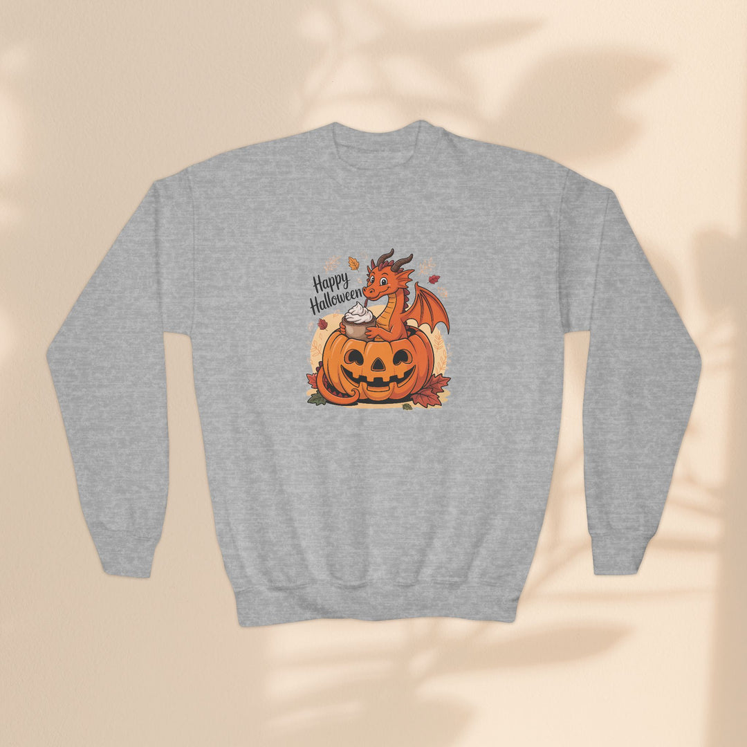 Halloween Pumpkin Dragon Youth Crewneck Sweatshirt
