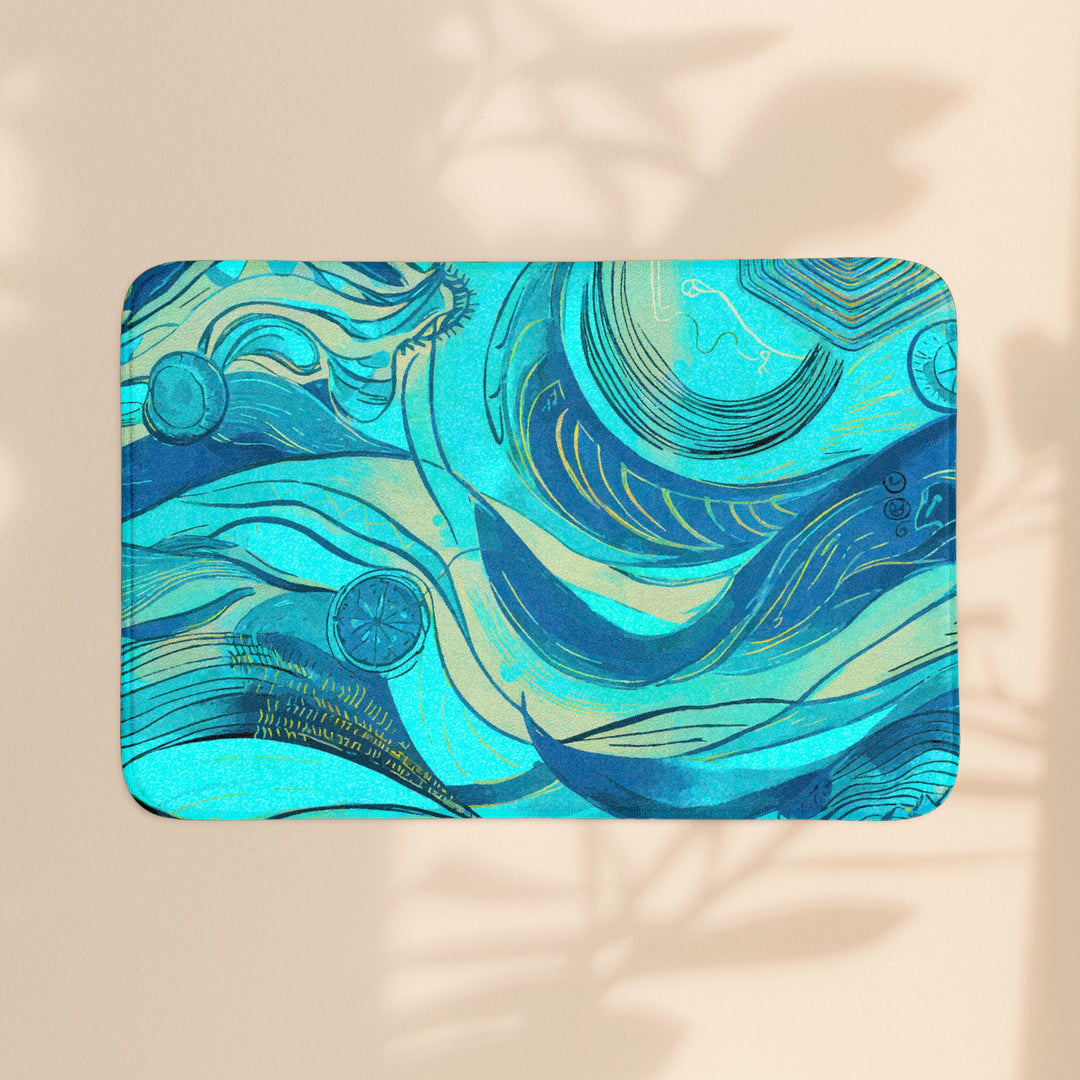 Ocean Wave 3-Piece Bath Mat Set