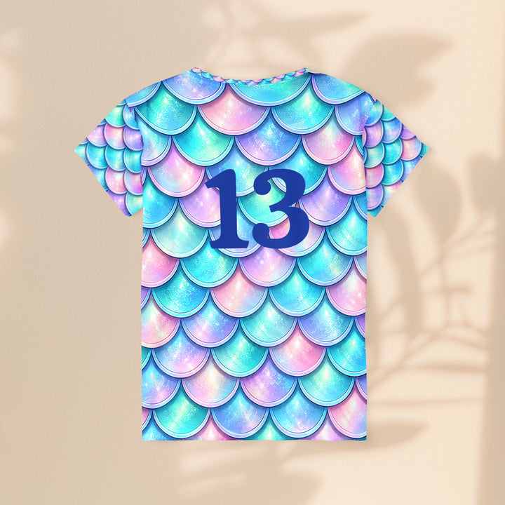 Mermaid Scale Women's Sports Jersey — Personalized Number Athletic Tee (AOP)