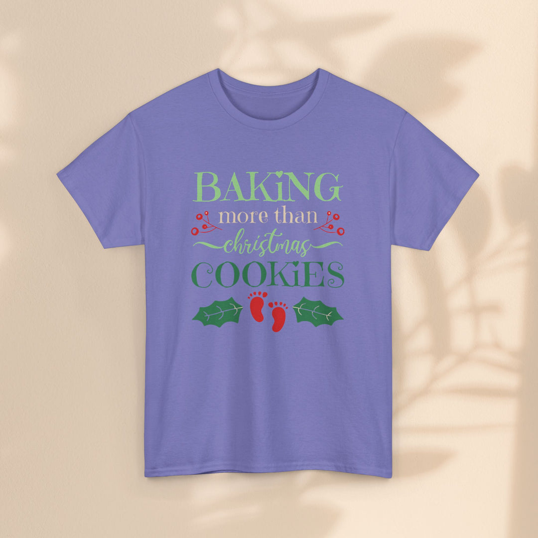 Unisex Heavy Cotton Tee - Baking More Than Christmas Cookies Pregnancy T-Shirt