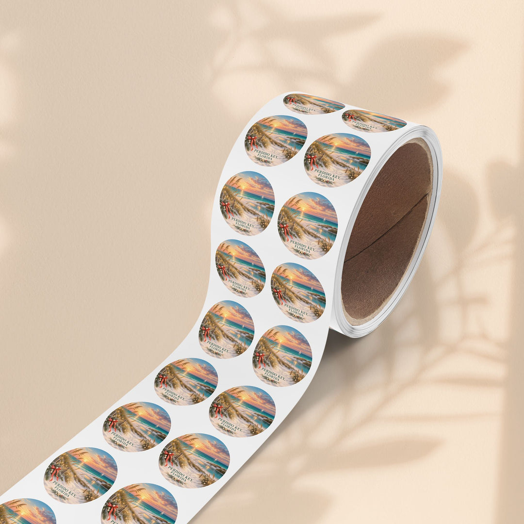 Perdido Key Florida Round Sticker Rolls – Waterproof Sunset Labels