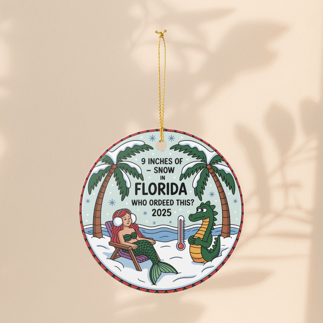Florida Snow Mermaid Ornament – Christmas Tree Decoration & Seasonal Holiday Keepsake