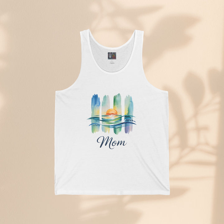 Mom Sunset Unisex Jersey Tank - Perfect Gift for Mother's Day & Summer