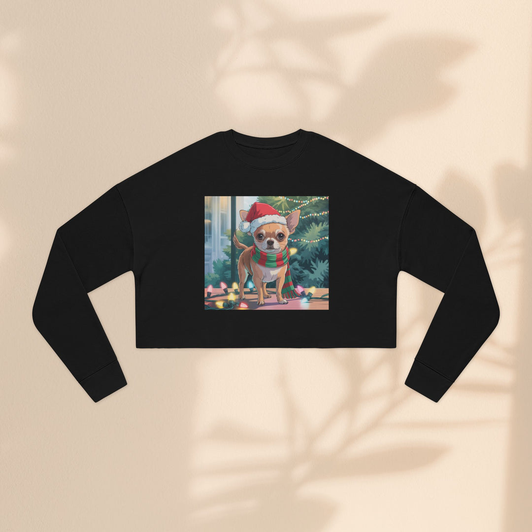 Festive Chihuahua Cropped Sweatshirt, Holiday Sweatshirt