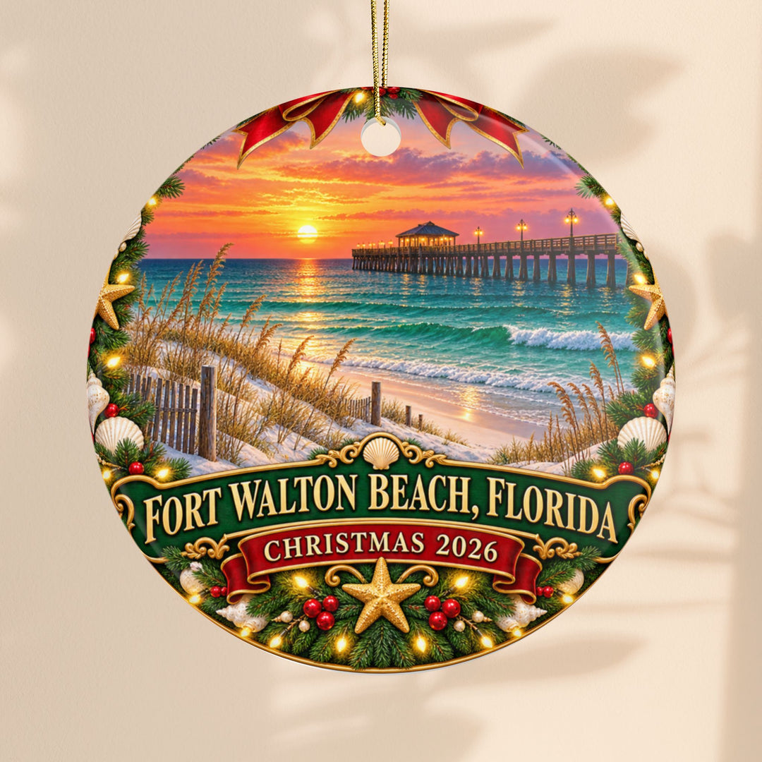 Fort Walton Beach Florida Christmas 2026 Ceramic Ornament