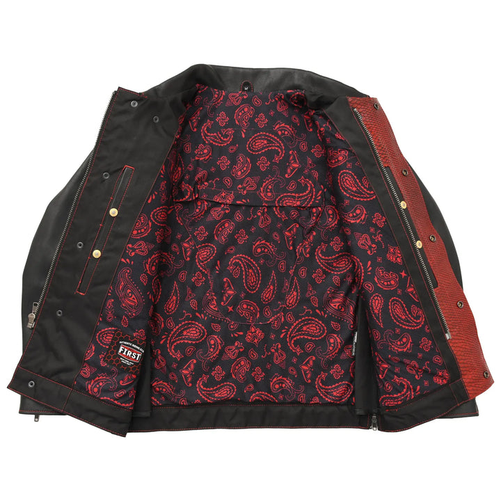 Redstrike Men’s Red & Black Leather Motorcycle Jacket