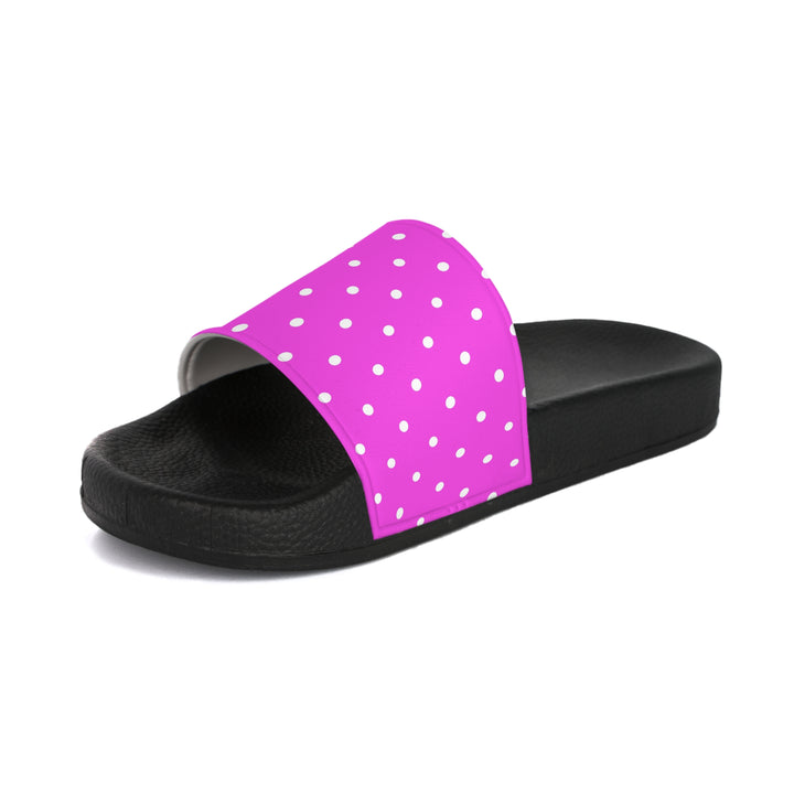 Pink Polka Dot Slide Sandals — Women's Casual Pool & Beach Slides
