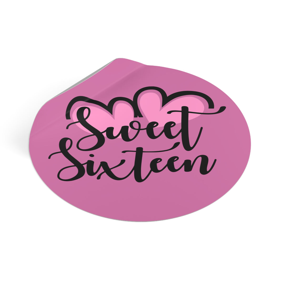 Sweet 16 Round Vinyl Stickers – Birthday Party Favors, Cute Décor & Personalized Celebration Labels