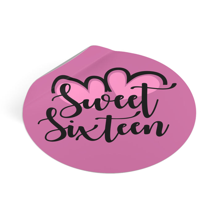 Sweet 16 Round Vinyl Stickers – Birthday Party Favors, Cute Décor & Personalized Celebration Labels