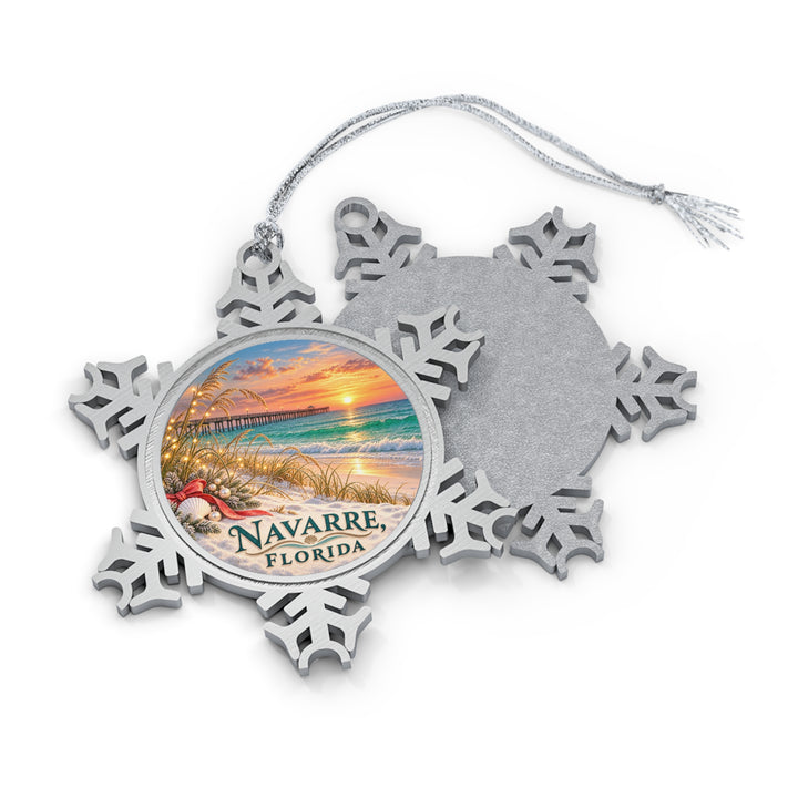 Navarre Florida Pewter Snowflake Ornament – Coastal Sunset Keepsake