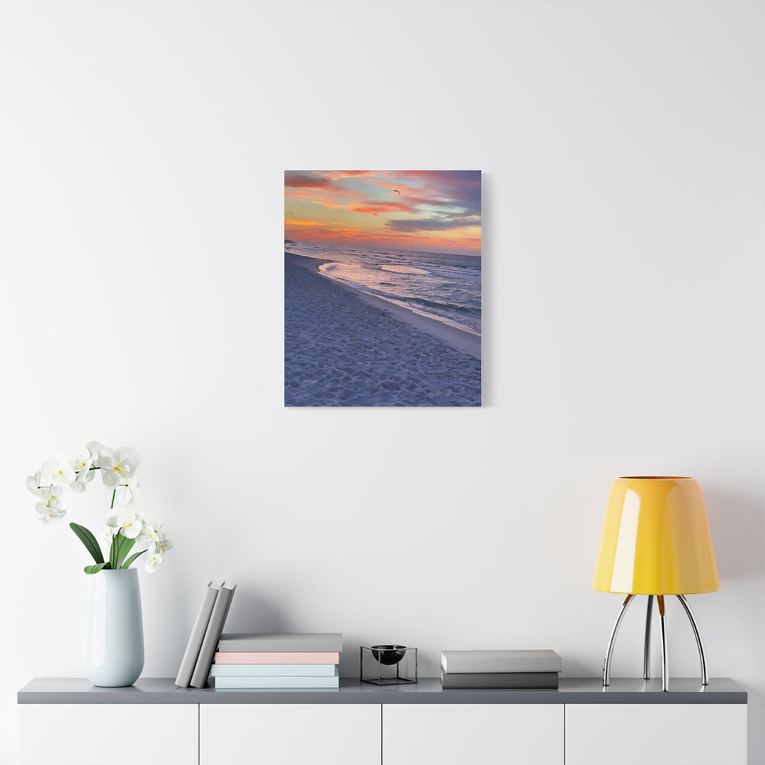 Sunset Beach Matte Stretched Canvas Print