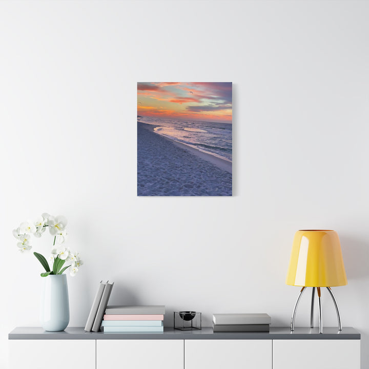 Sunset Beach Matte Stretched Canvas Print