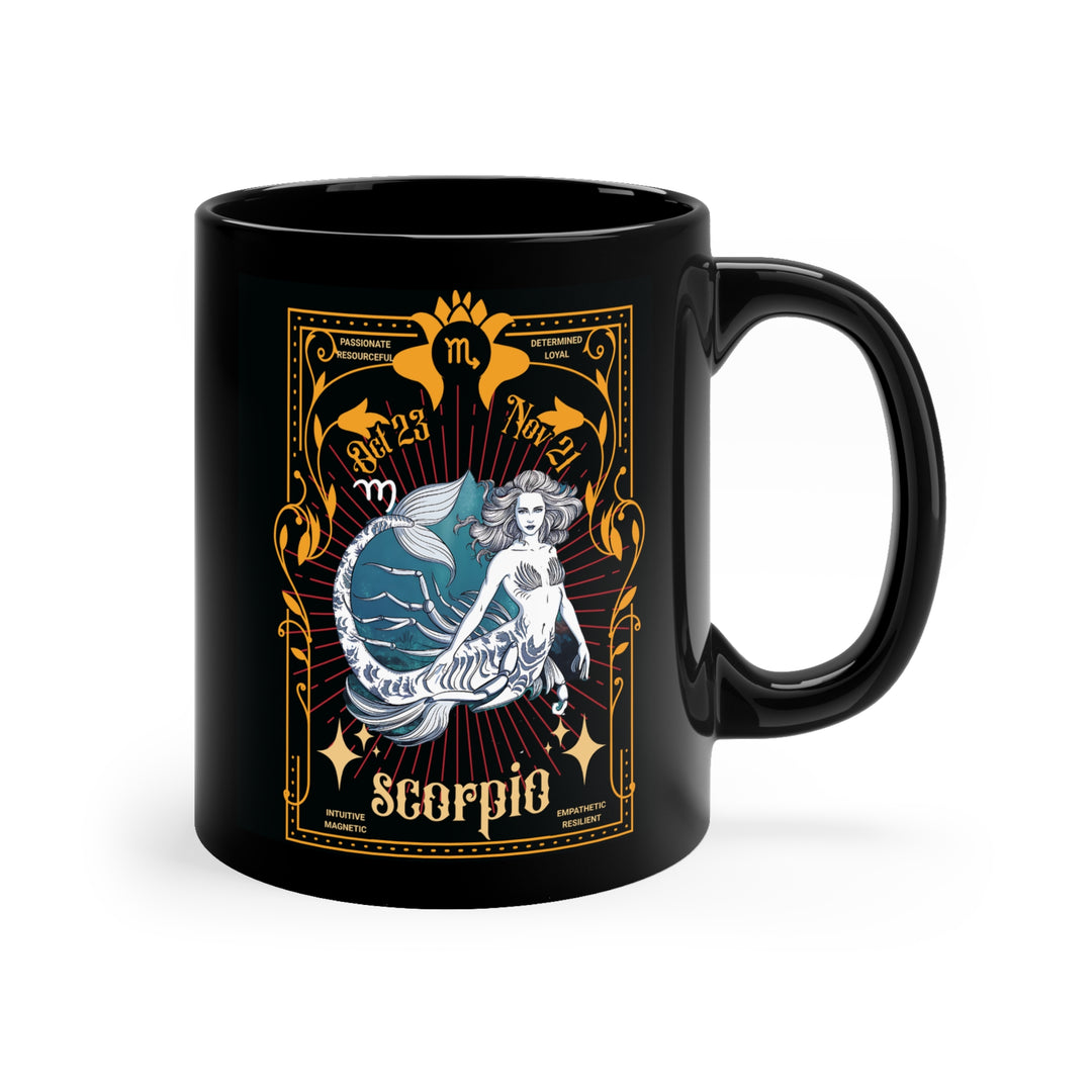 Black Coffee Mug, 11oz - Mermaid Scorpio