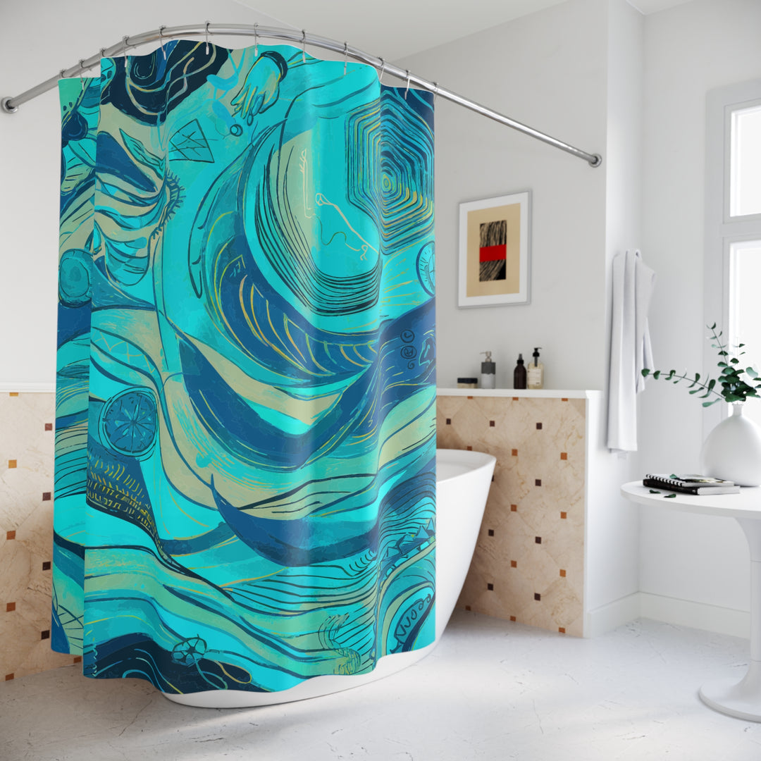 Abstract Ocean Waves Shower Curtain
