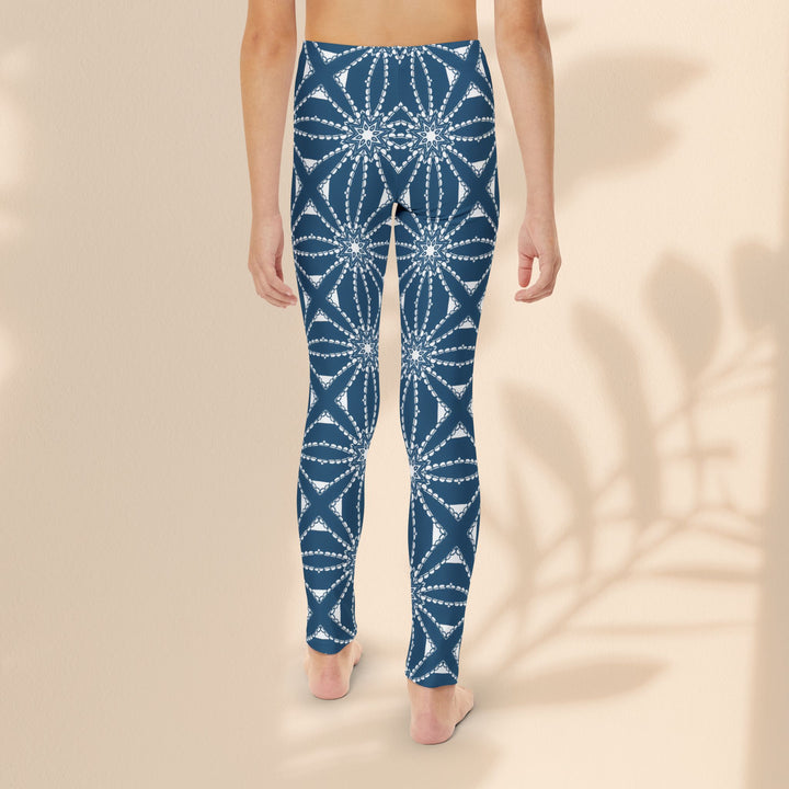 Youth Full-Length Leggings - Blue White