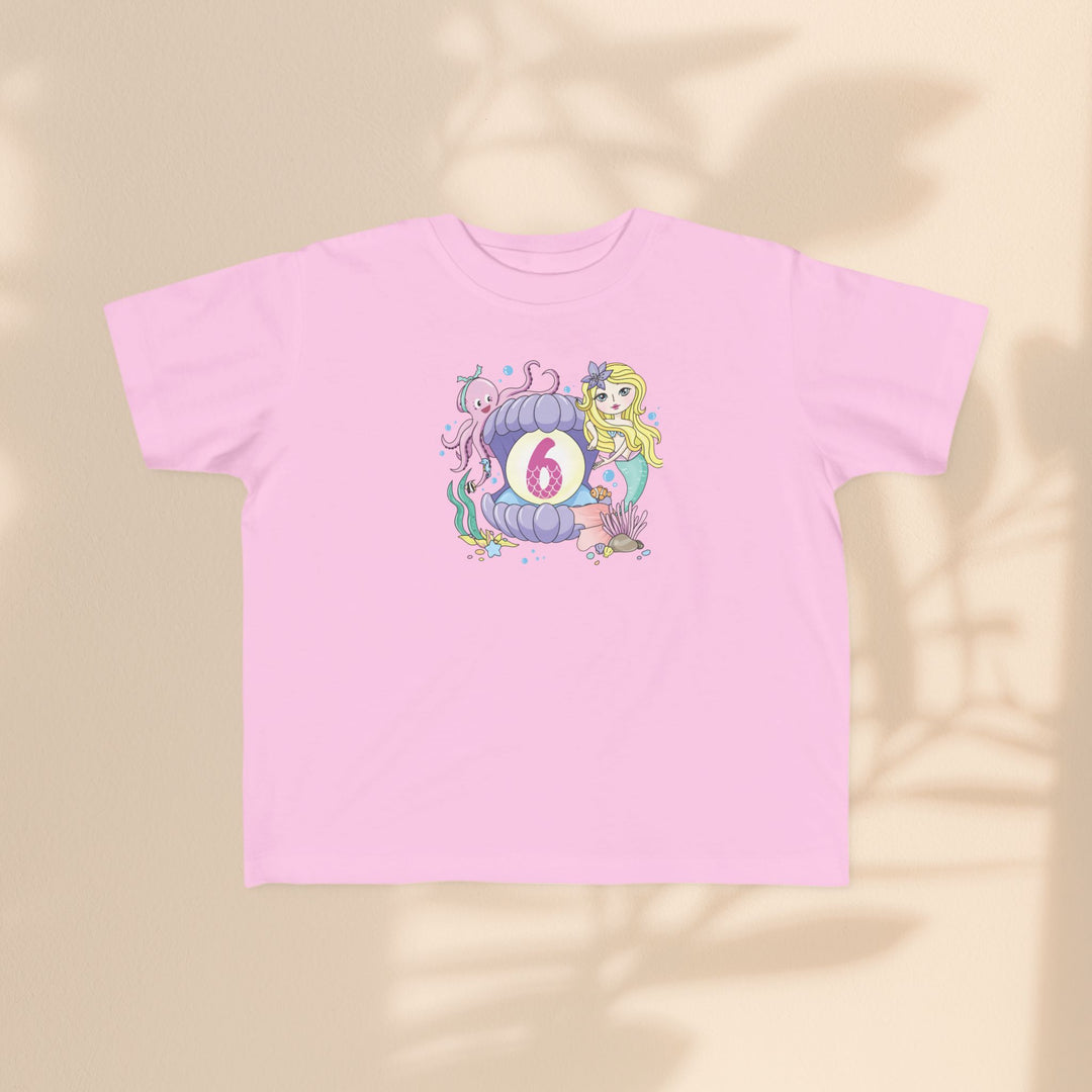 Age 6 Toddler Tee with Mermaid & Octopus Design - Birthday Celebration, Gifts for Ages 6