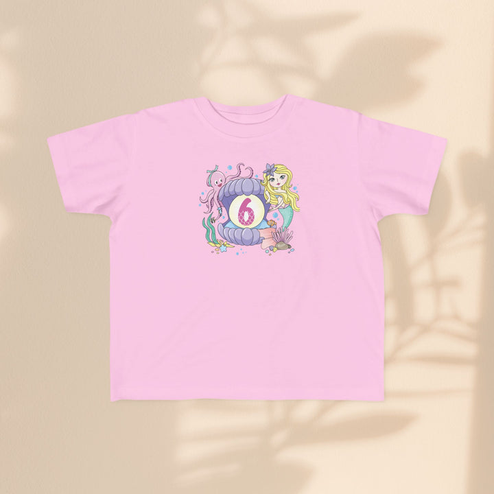Age 6 Toddler Tee with Mermaid & Octopus Design - Birthday Celebration, Gifts for Ages 6