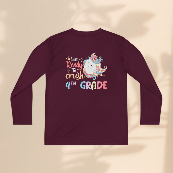 Unicorn Back-to-School Long Sleeve Tee, Youth T-Shirt, 4th Grade, Kids Apparel, Unicorn Lover Gift, Cute School Tee