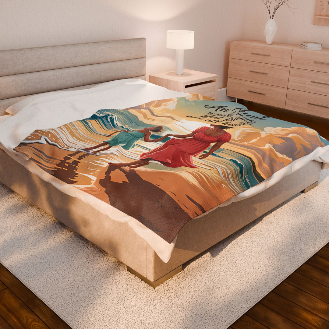 Velveteen Plush Blanket - Aunt & Niece Beach Throw Blanket with Heartwarming Quote