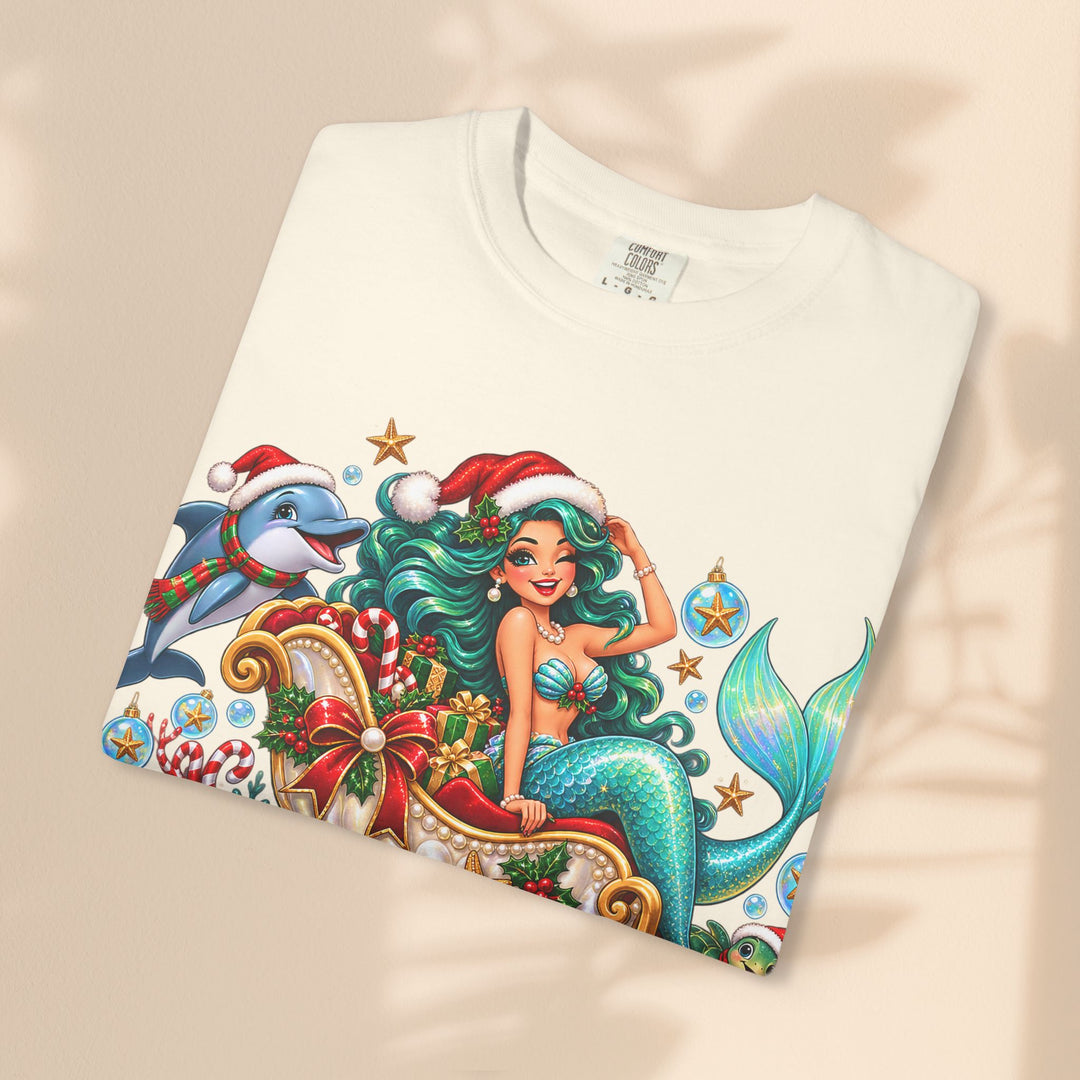 Mermaid Christmas T-Shirt – Sleighin’ It Under the Sea Holiday Tee