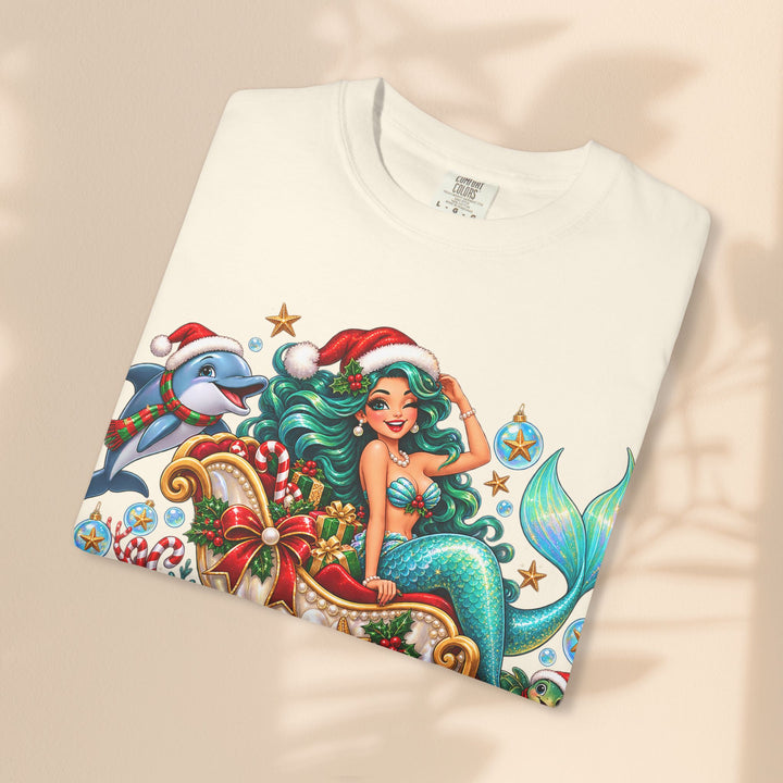 Mermaid Christmas T-Shirt – Sleighin’ It Under the Sea Holiday Tee