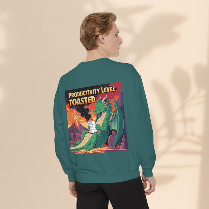 Toasted Productivity Level Dragon Sweatshirt, Cozy Gift, Funny Sweatshirt, Fantasy Apparel, Dragon Lover Clothing, Work From Home Style