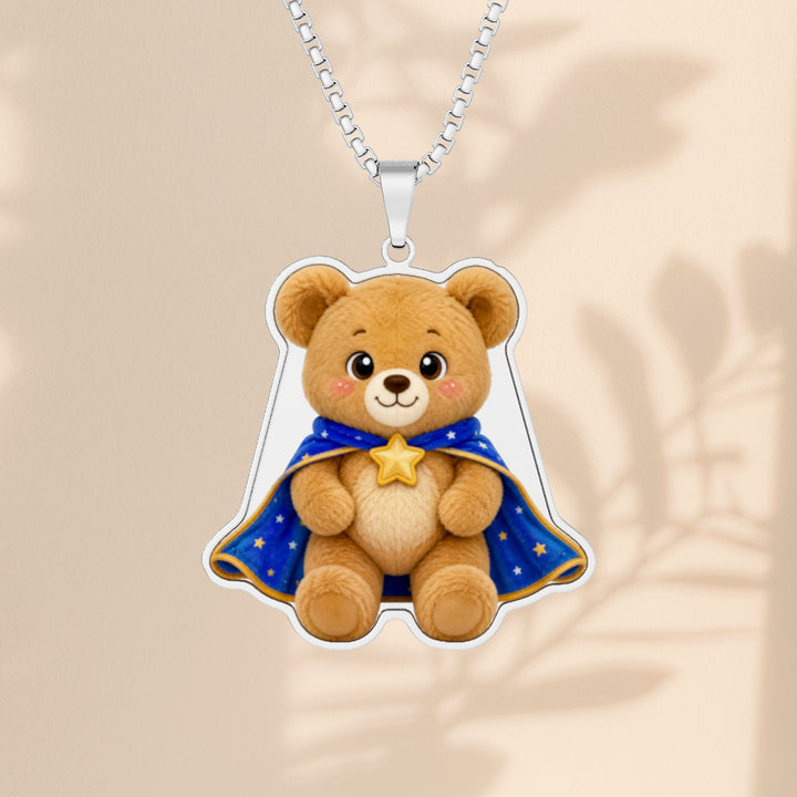 Brave Buddies Bear Photo Pendant — Custom Keepsake for Kids in Treatment