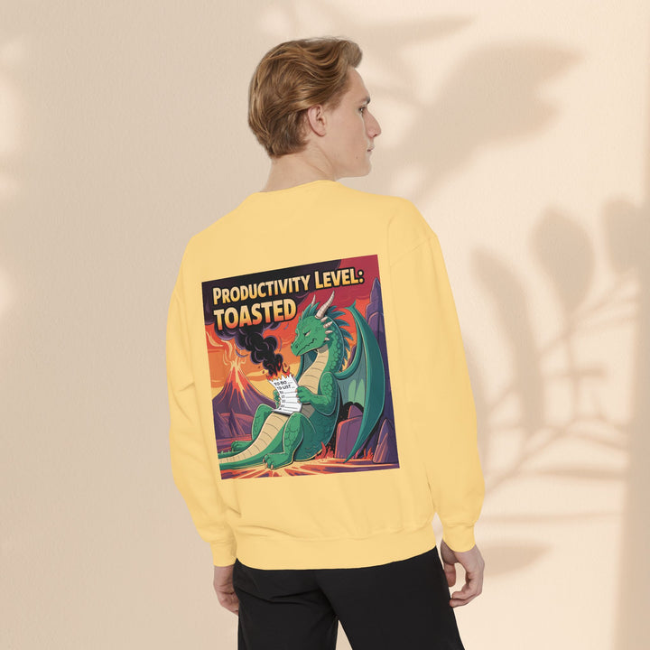 Toasted Productivity Level Dragon Sweatshirt, Cozy Gift, Funny Sweatshirt, Fantasy Apparel, Dragon Lover Clothing, Work From Home Style