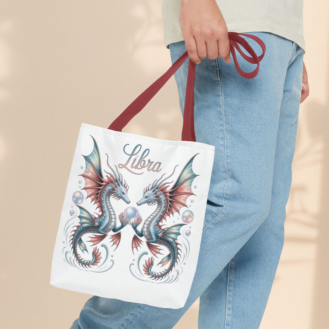 Libra Dragon Tote Bag, Zodiac Sign Tote, Astrological Gift, Fantasy Art Shopper, Unique Astrology Carryall