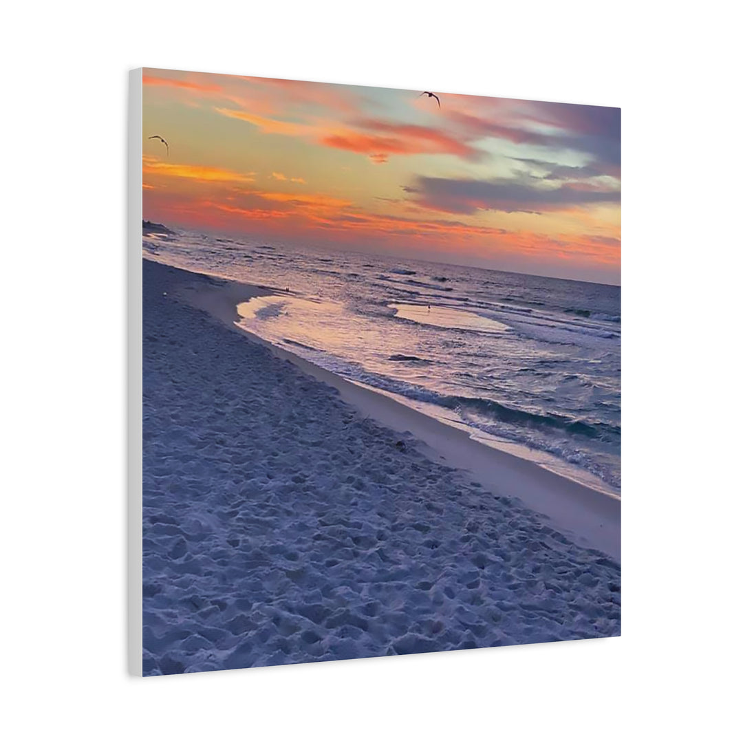 Sunset Beach Matte Stretched Canvas Print