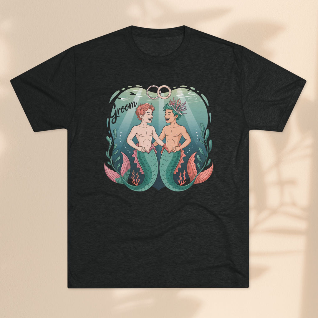 Merman Groom Tee, LGBTQ+ Pride Apparel, Wedding Gift, Unique Couple Shirt