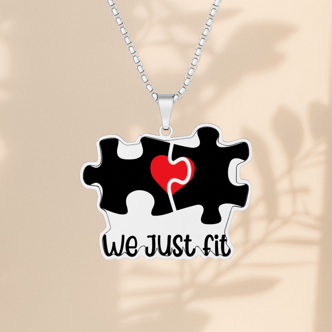 Puzzle Piece Photo Pendant — "We Just Fit" Custom Cut