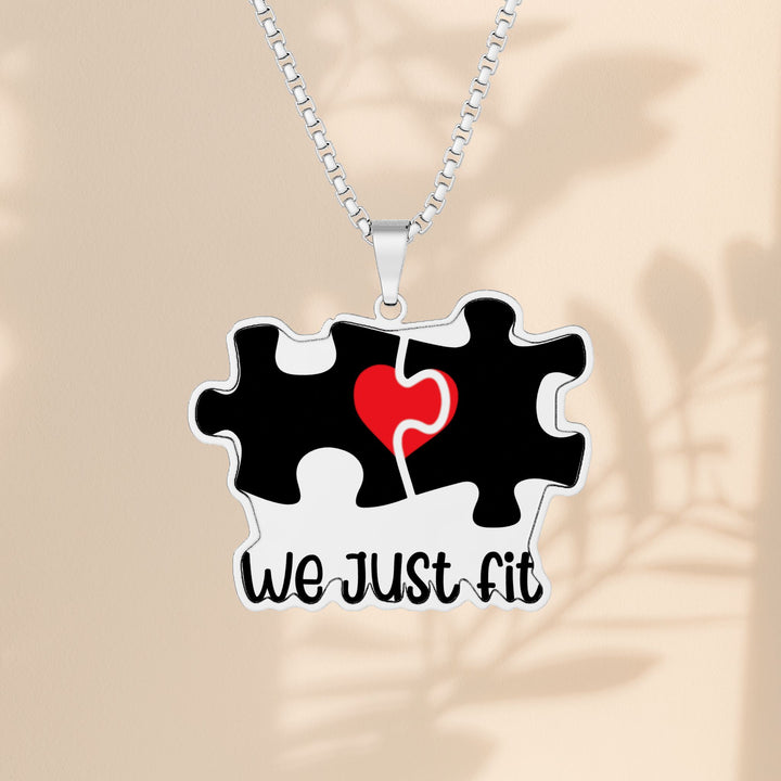 Puzzle Piece Photo Pendant — "We Just Fit" Custom Cut
