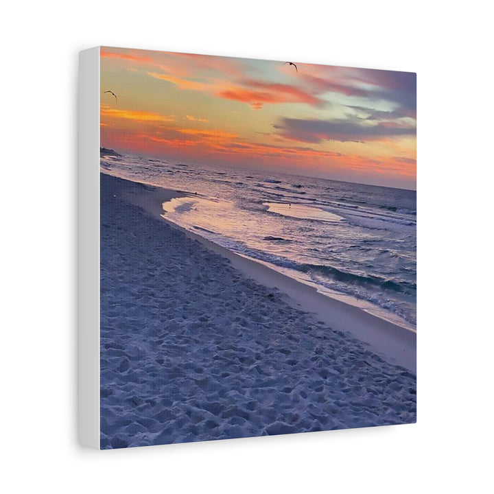 Sunset Beach Matte Stretched Canvas Print