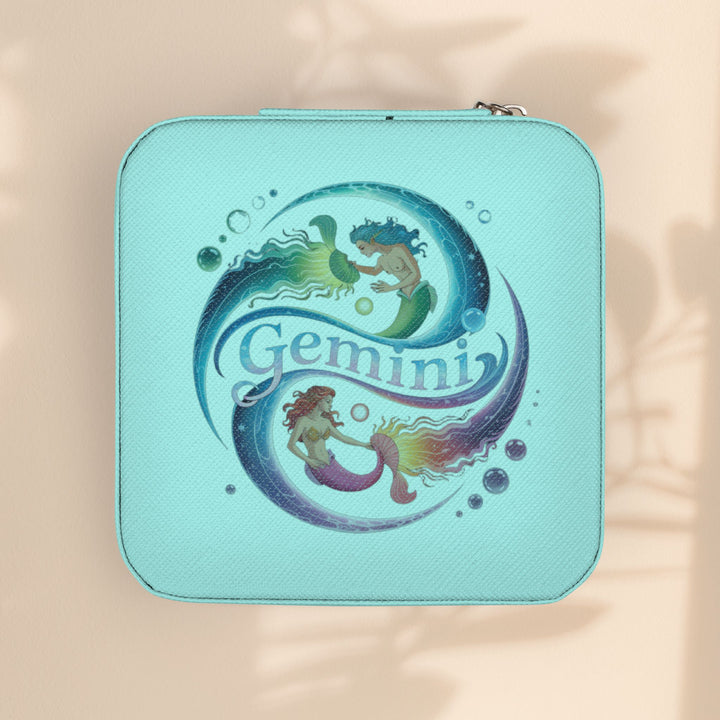 Gemini Zodiac Jewelry Travel Case — Compact Organizer for Rings, Earrings & Necklaces