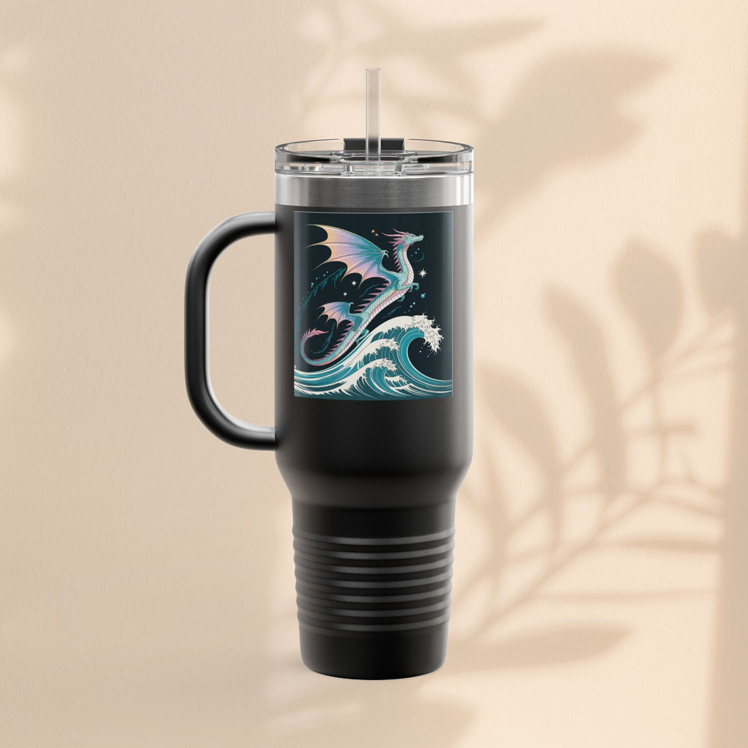 Fantasy-Inspired Insulated Travel Mug, 40oz - Perfect for Adventurers, Dragon and Ocean Lovers, Gift for Birthdays, Travel, and More
