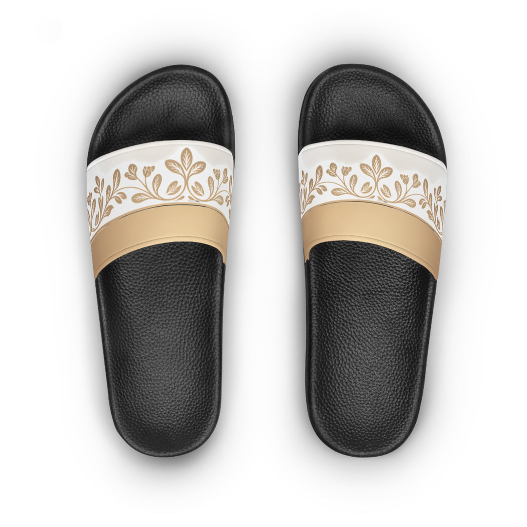 Women's Slide Sandals — Elegant Gold Filigree Floral Slides