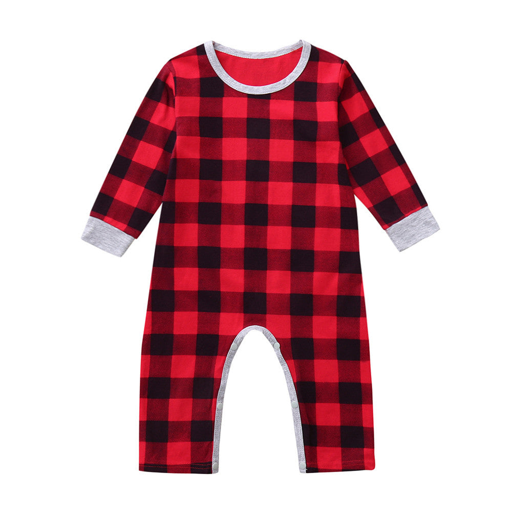 Baby Christmas Santa Plaid Romper Jumpsuit