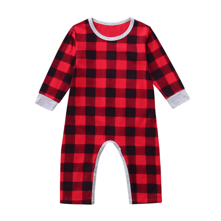 Baby Christmas Santa Plaid Romper Jumpsuit