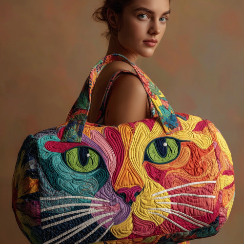 Quilted Embroidered Weekender Tote and Fitness Bag
