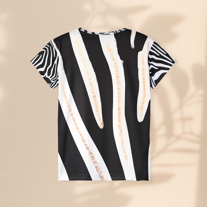 Zebra Stripe Women's Sports Jersey — Black & White Athletic Tee