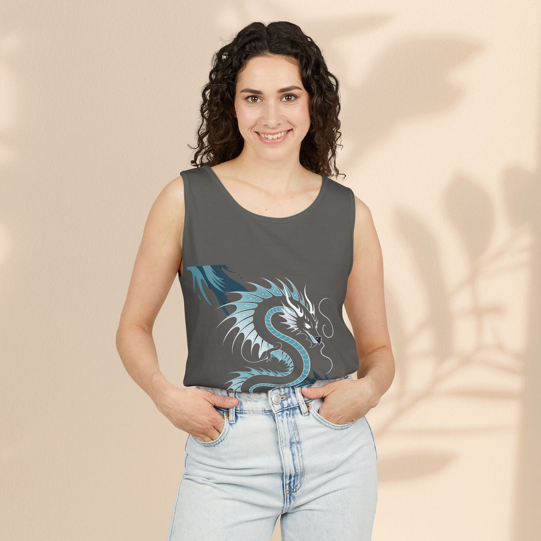 Dragon Art Unisex Tank Top - Stylish Summer Wear, Festival Apparel, Gift for Art Lovers, Beach Outfits, Cool Graphic Shirt