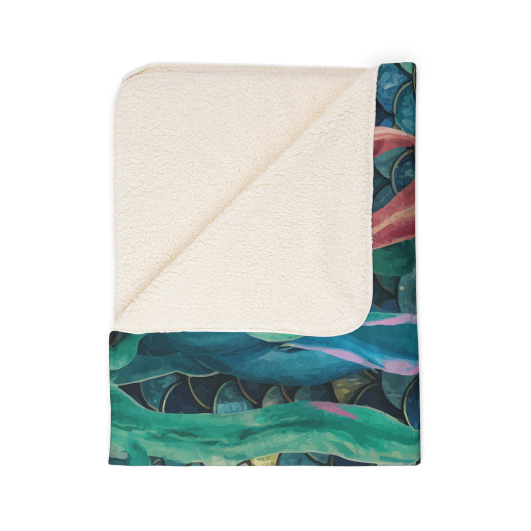 Fleece Sherpa Blanket - Mermaid Scale Party