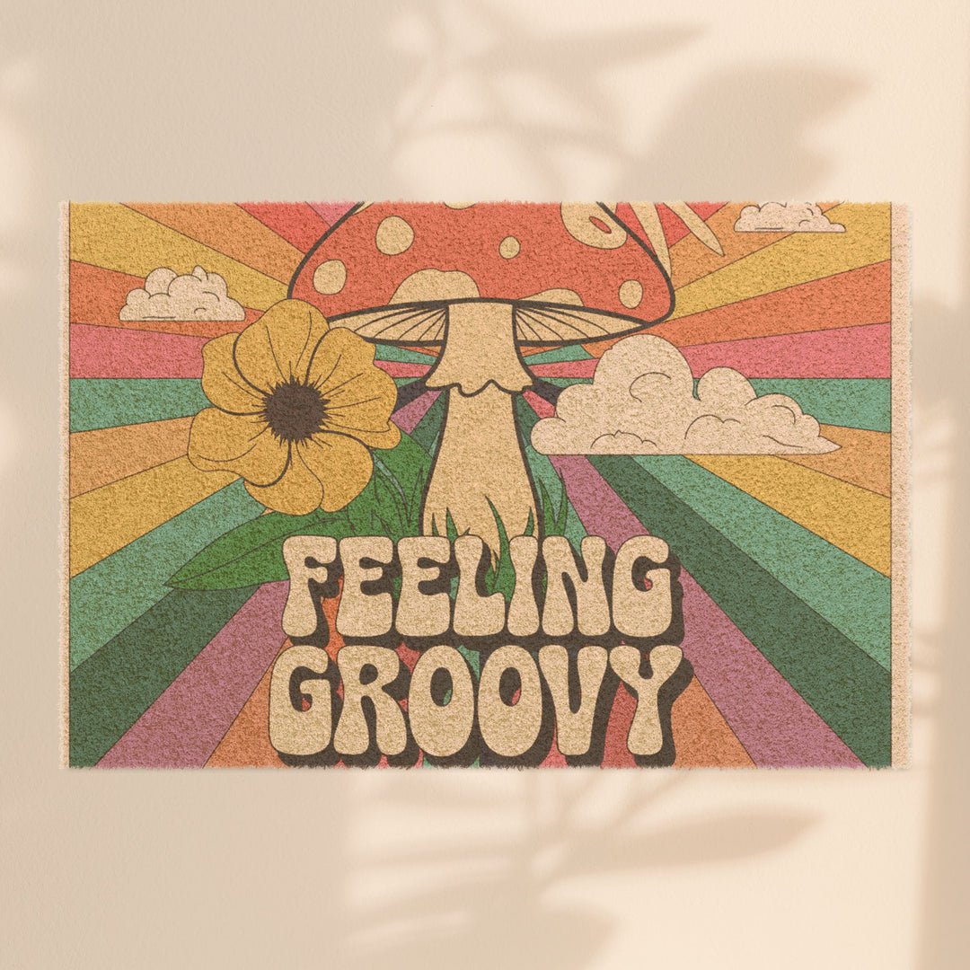 Feeling Groovy Door Mat | Retro Mushroom Design
